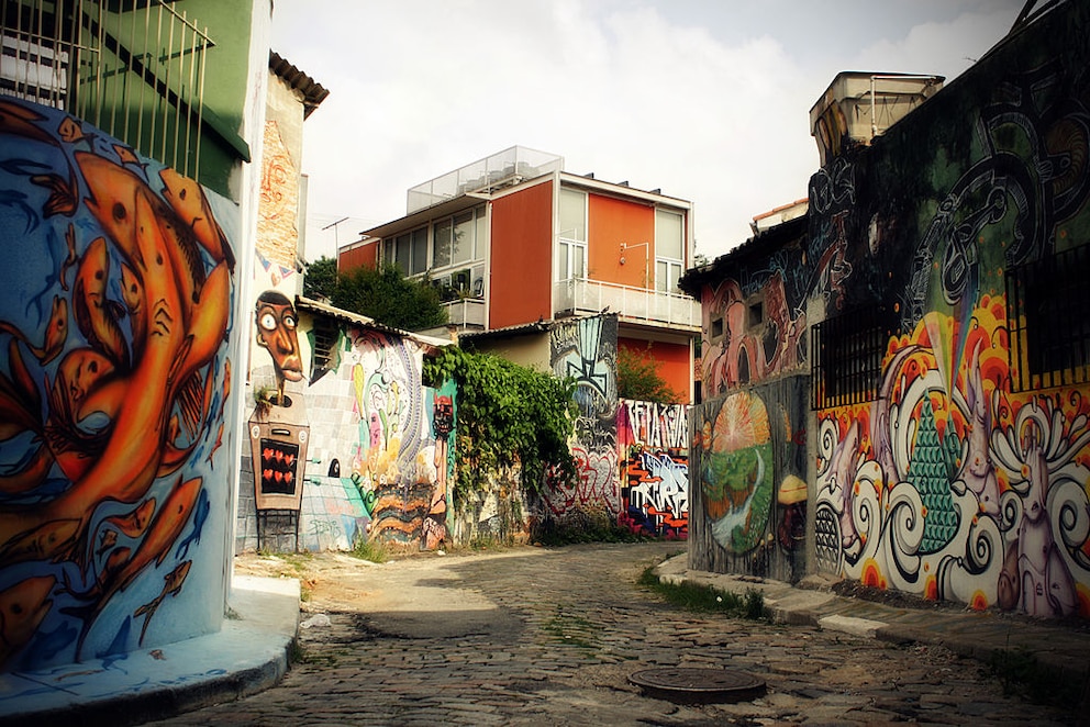 In der Gegend „Beco do Batman“ gibt es viel Street-Art