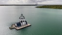 Die schwimmende Kirche „Vineta“ auf dem Störmthaler See