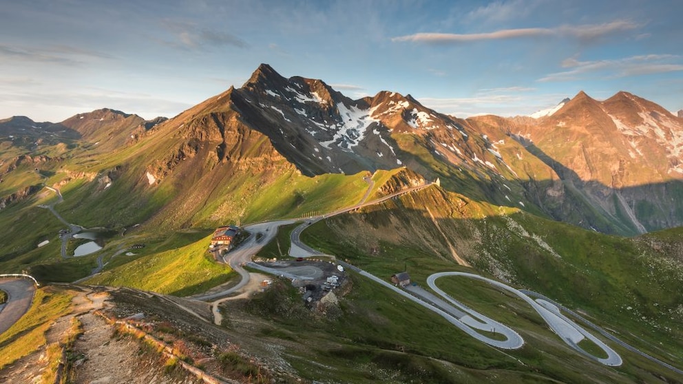 Hairpin road in the mountains in Austria