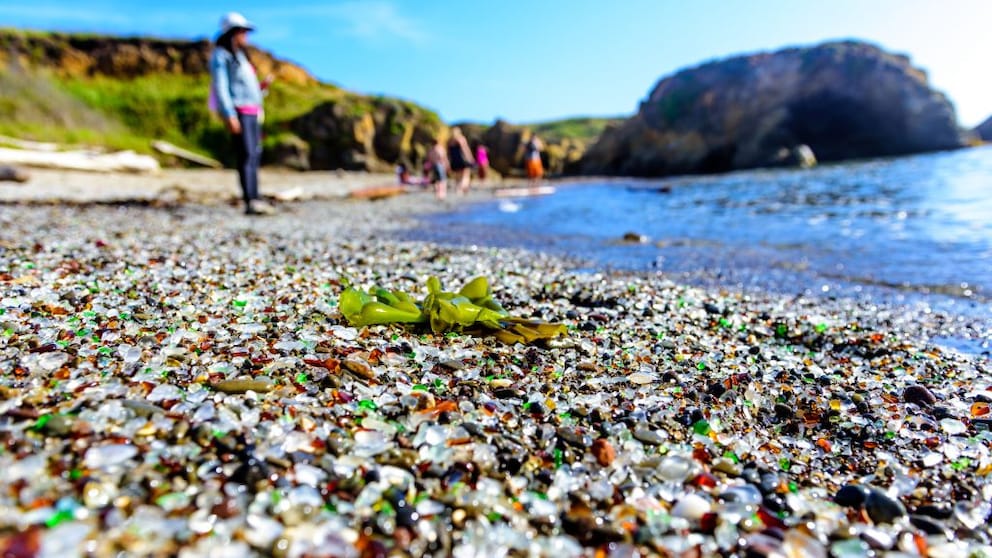 Sea glass on a beach