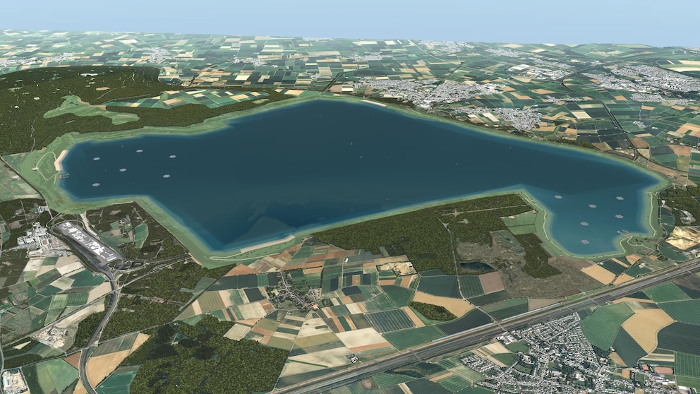 So könnte der Hambacher See aussehen, zumindest laut 3D-Modell von RWE