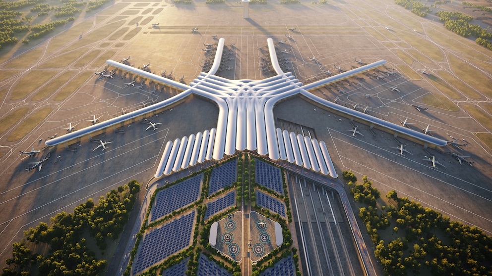 So soll Polens neuer Mega-Flughafen möglicherweise von oben aussehen