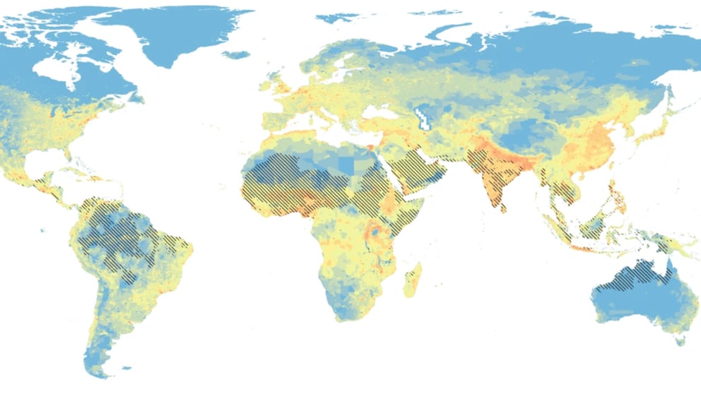 Die meisten Menschen leben in der sogenannten „menschlichen Klimazone“ – die Weltkarte zeigt, welche Orte sich aufgrund des Klimawandels und der extremen Temperaturen außerhalb dieser für Menschen geeigneten Zone befinden könnten