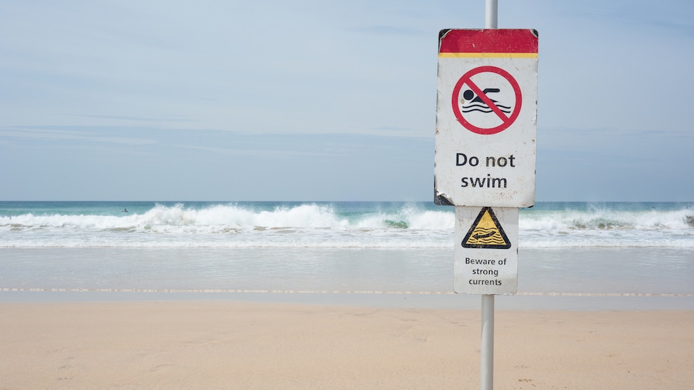 'Do Not Swim' Warning Sign on a Beach.