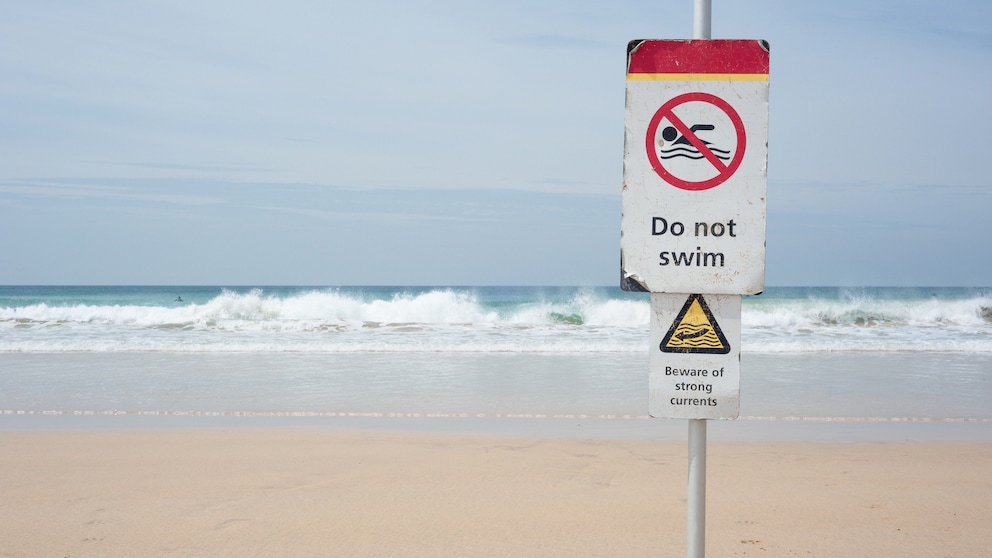 'Do Not Swim' Warning Sign on a Beach.