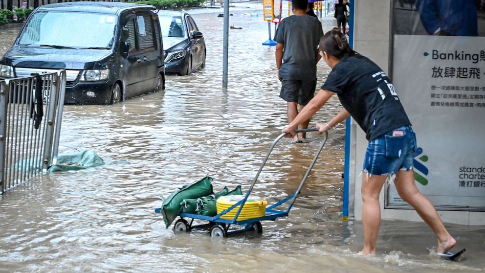 Extremer Regen in Hongkong