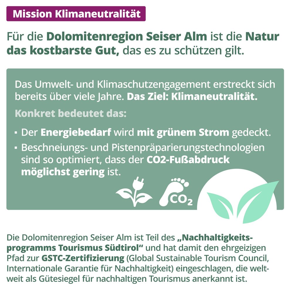 Nachhaltigkeit in der Seiser Alm in Südtirol