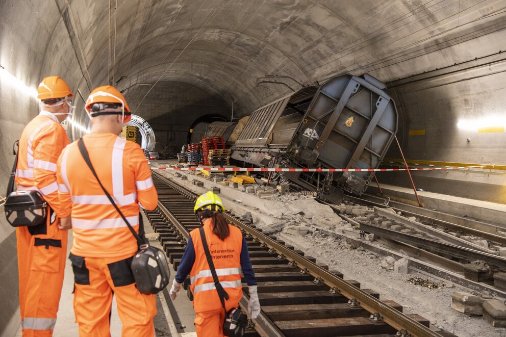 Eisenbahnentgleisung im Gotthard-Basistunnel