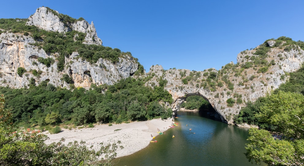 The natural stone arch Pont d'Arc in southern France was formed naturally