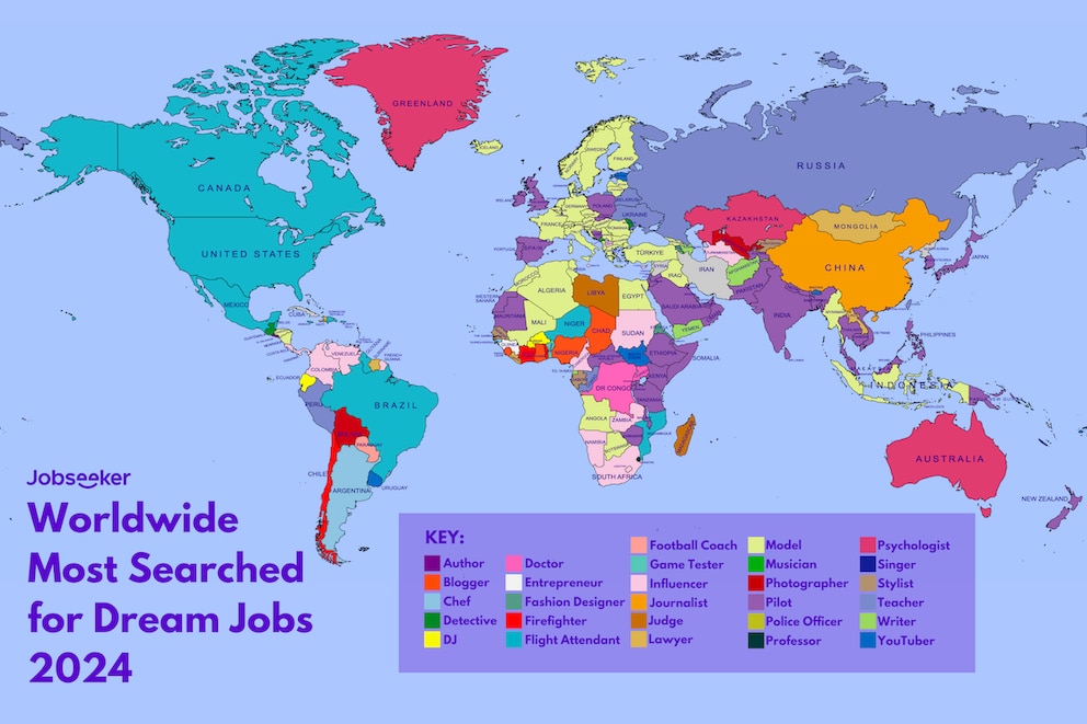 Karte zeigt weltweite Traumberufe – mit dem des Piloten an der Spitze