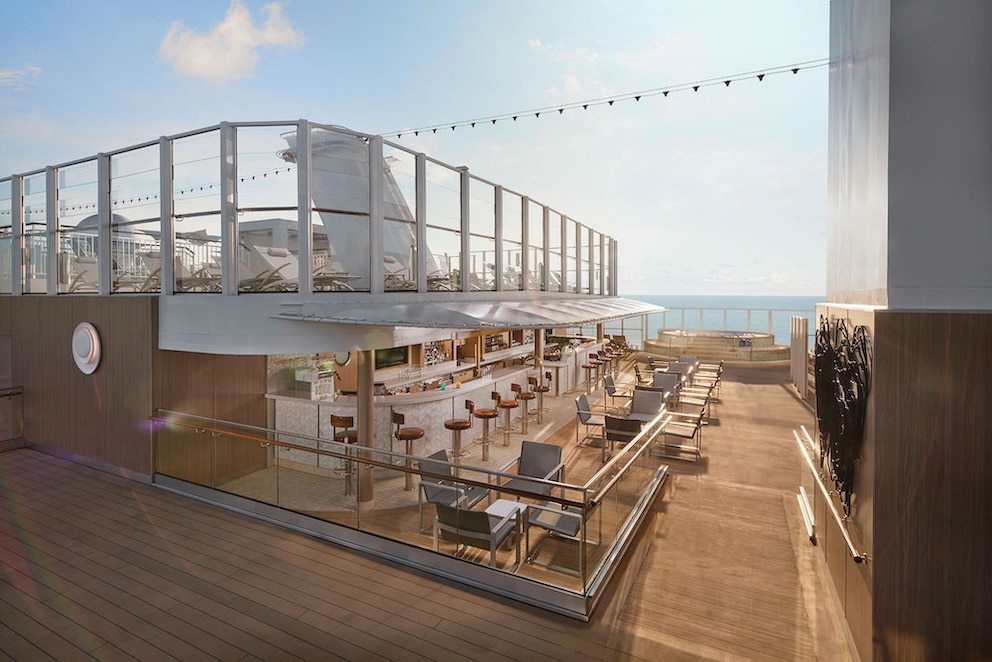 Blick auf den „The Vibe Beach Club“