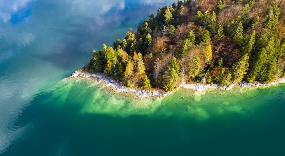 The island of Sassau in Walchensee in Bavaria