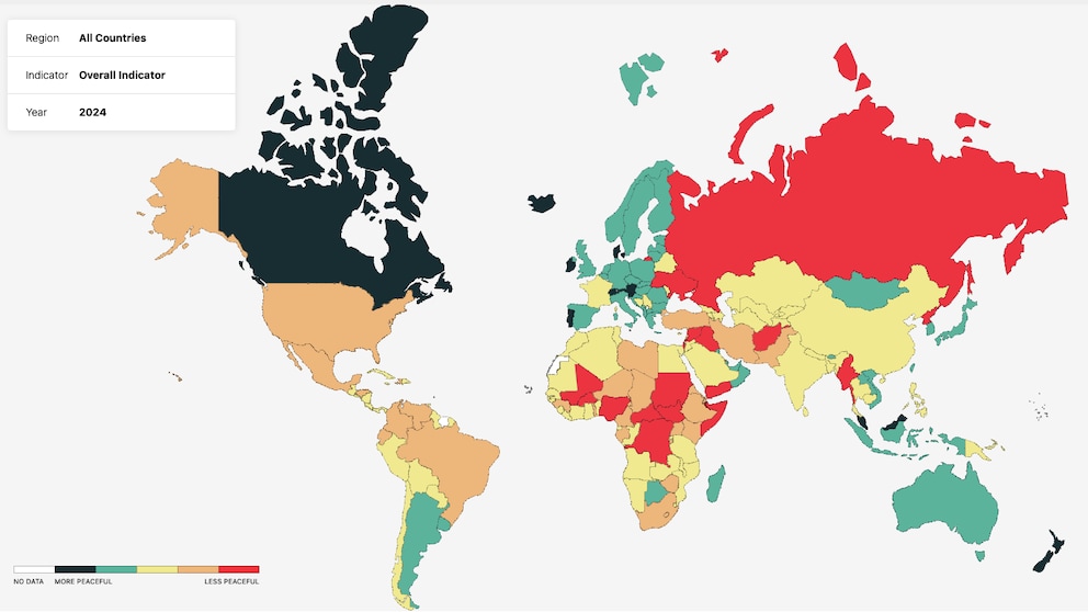 Karte Global Peace Index 2024