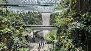 Der spektakuläre Wasserfall in Singapurs Changi Airport ist nur einer der Gründe, warum sich der Flughafen so großer Beliebtheit erfreut