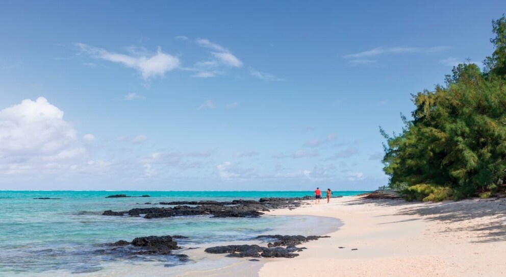 Île Aux Cerfs Beach is located on the small island of the same name