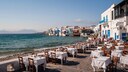 Leeres Restaurant – Grund ist ein Streik in Griechenland