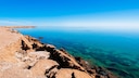 Die Atlantikküste Marokkos in der Nähe der Stadt Dakhla