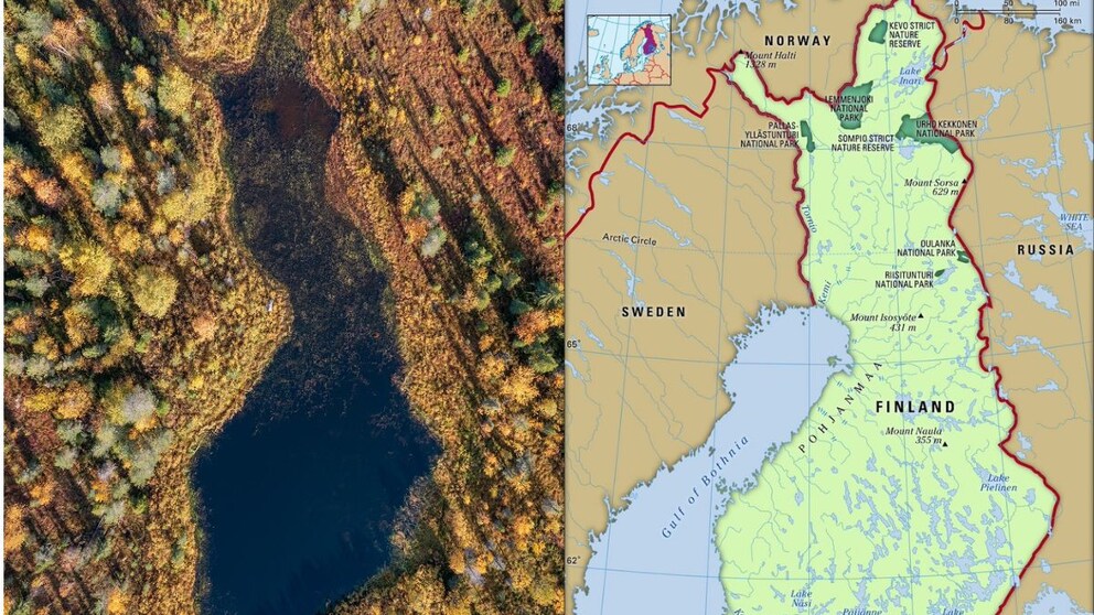 Der Neitokainen-See in Finnland hat exakt dieselbe Form wie der Staat selbst. Das ist jedoch kein Zufall