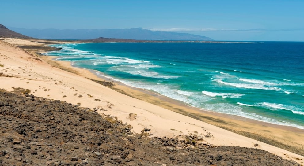 The beautiful bay is located on the Cape Verdean island of Sao Vicente