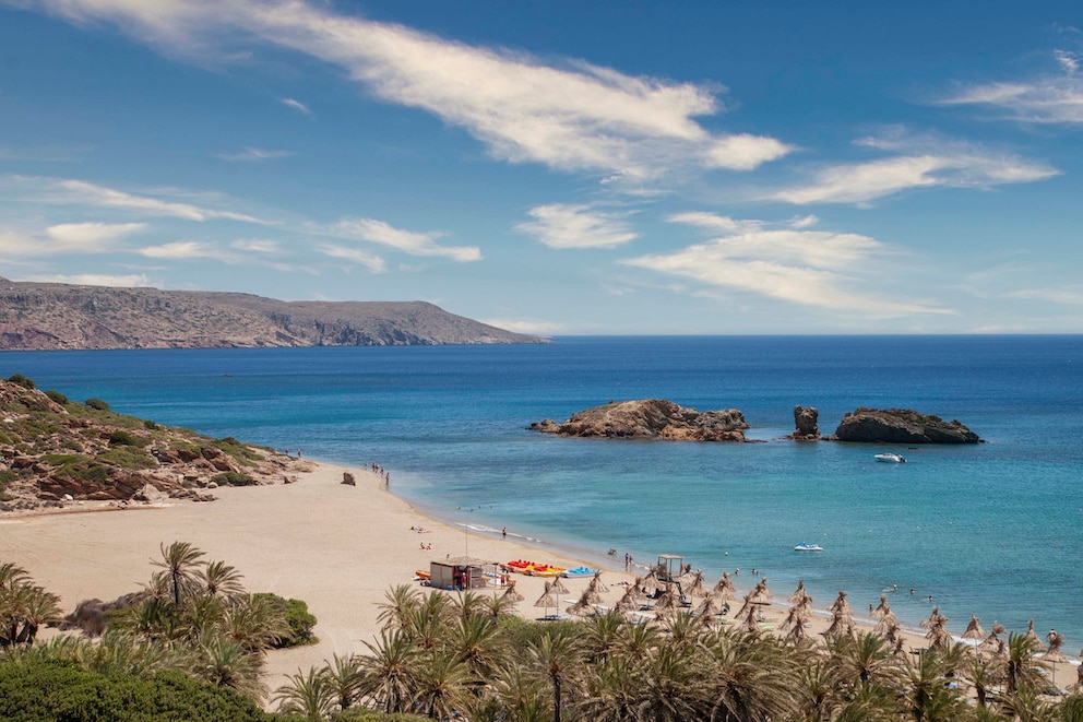 Der Strand Vai auf Kreta ist von Palmen gesäumt