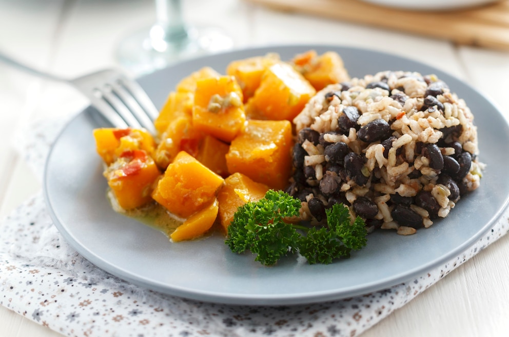 Kürbis-Curry mit Bohnenreis aus Martinique