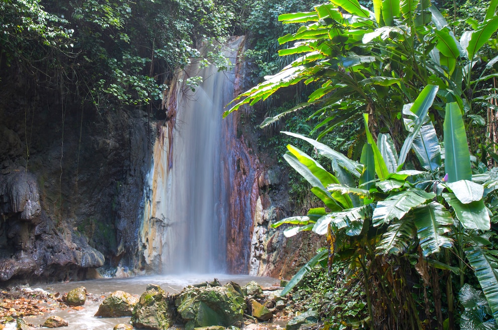 Diamond Falls im  botanischen Garten auf St. Lucia