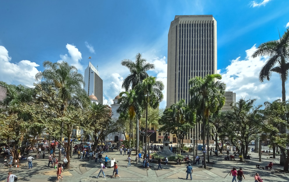 Blick über die Plaza Botero im Zentrum von Medllín