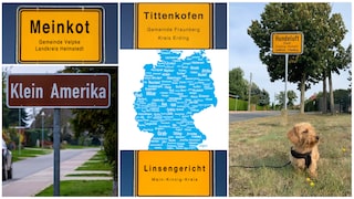 Die Karte in der Mitte (im Text auch zum Vergrößern) zeigt, wie viele lustige und skurrile Ortsnamen es in Deutschland gibt