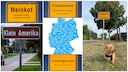 Die Karte in der Mitte (im Text auch zum Vergrößern) zeigt, wie viele lustige und skurrile Ortsnamen es in Deutschland gibt