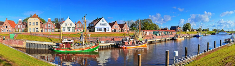 Colorful houses in Greetsiel, an idyllic coastal town in East Frisia