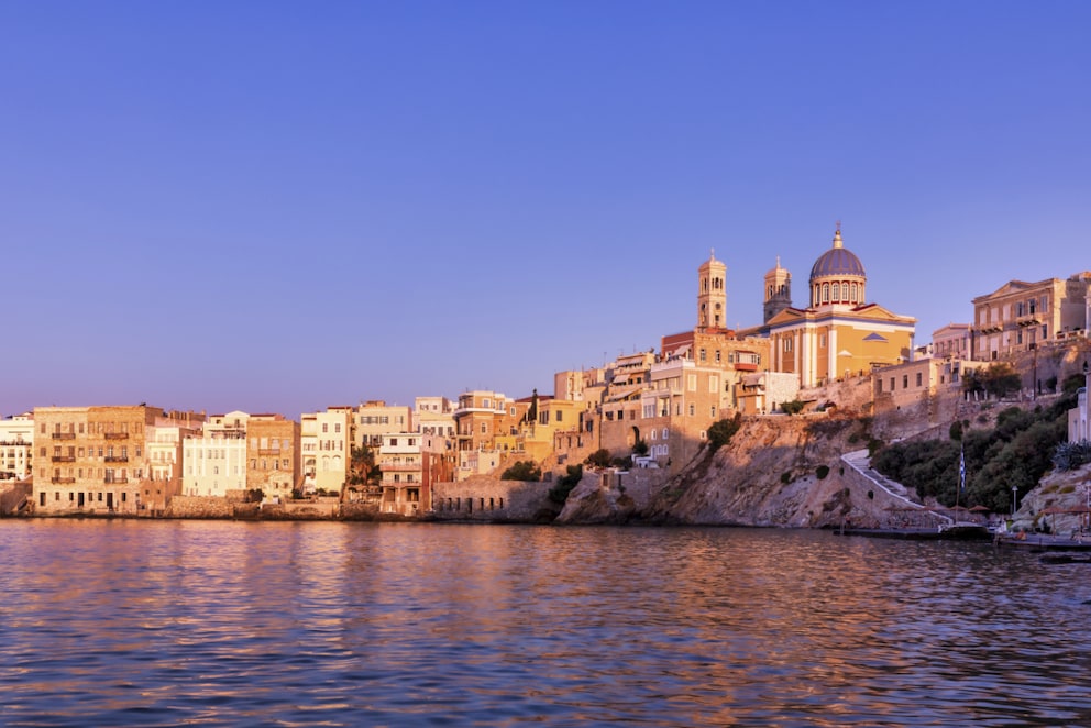 The city of Ermoupoli in the evening light
