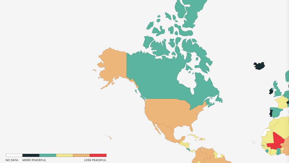 Nord- und Mittelamerika im Global Peace Index 2025