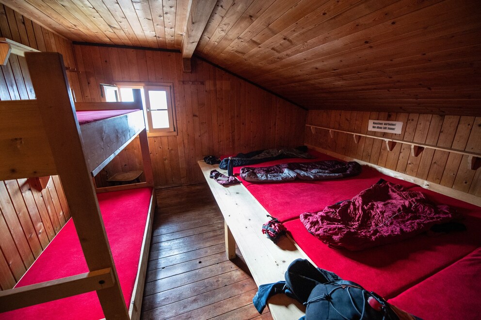 Dormitory of the Mittenwalder Hut of the DAV