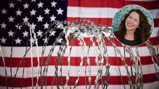 USA-Flagge mit Stacheldraht