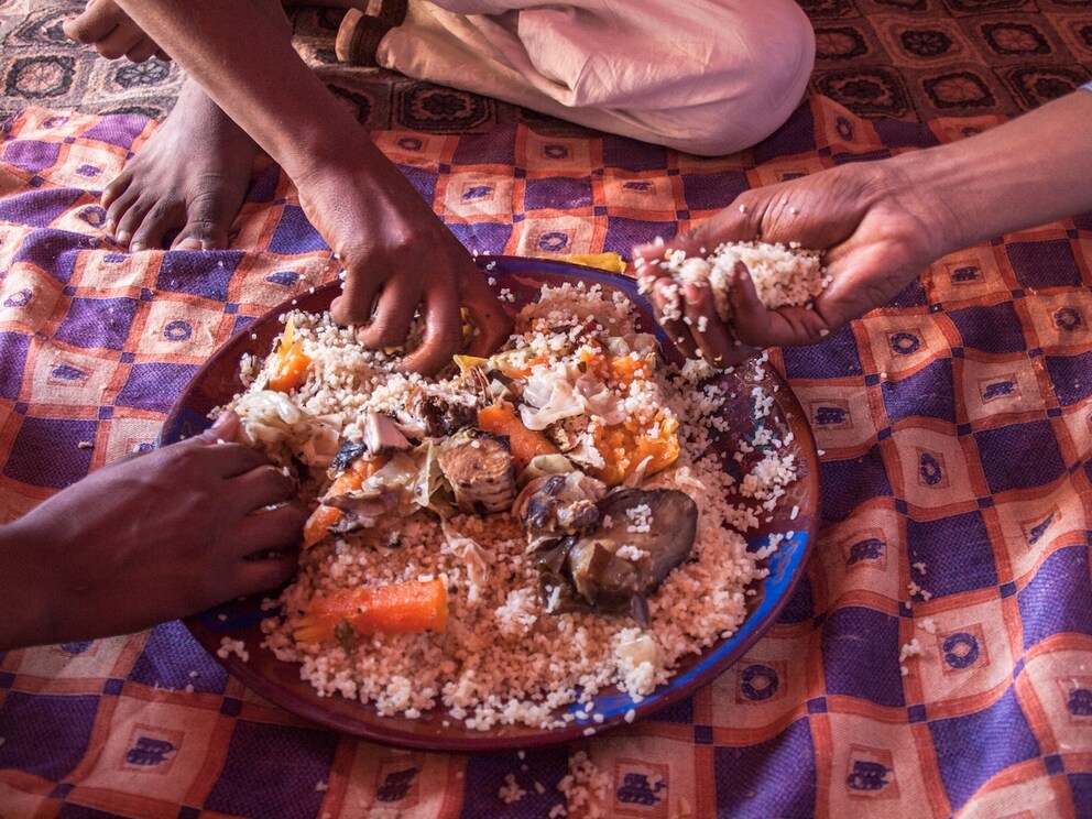 The national dish Tieboudienne is eaten with the right hand, as is everything else in Senegal