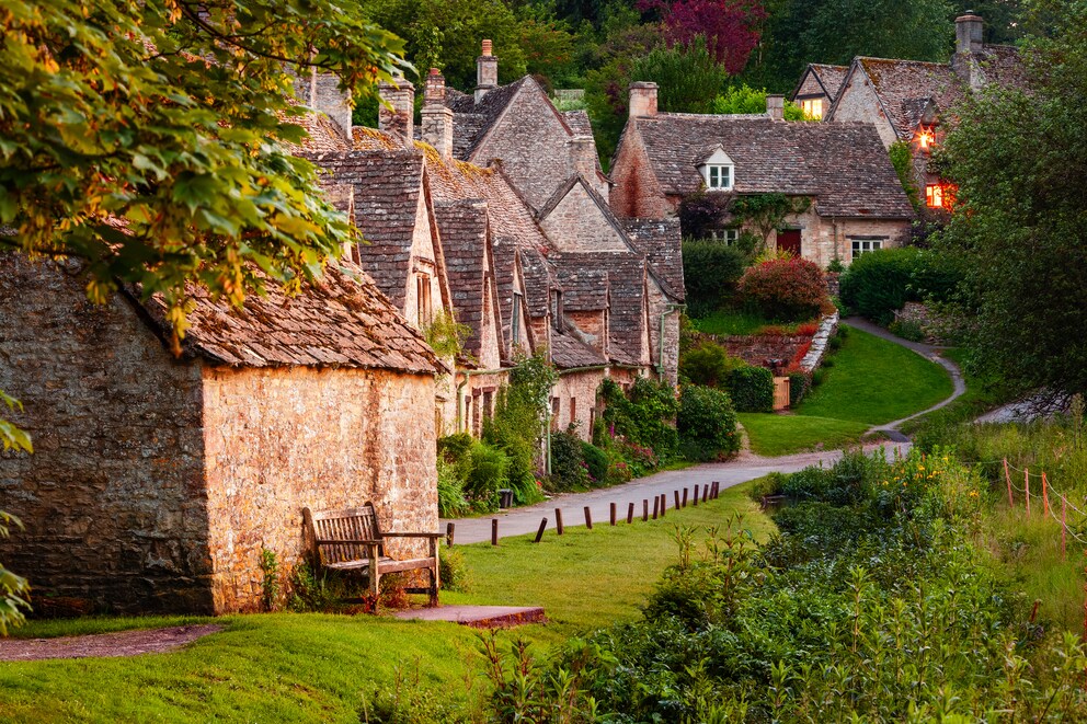 The village of Bibury in the English Cotswolds
