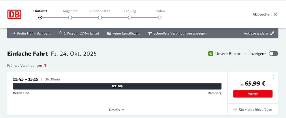 Screenshot: Deutsche Bahn