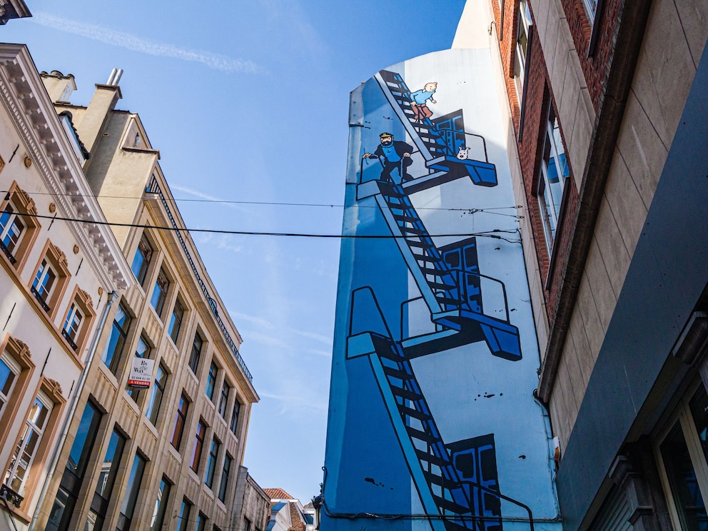 Wandbild von &bdquo;Tim und Struppi&ldquo; in Br&uuml;ssel