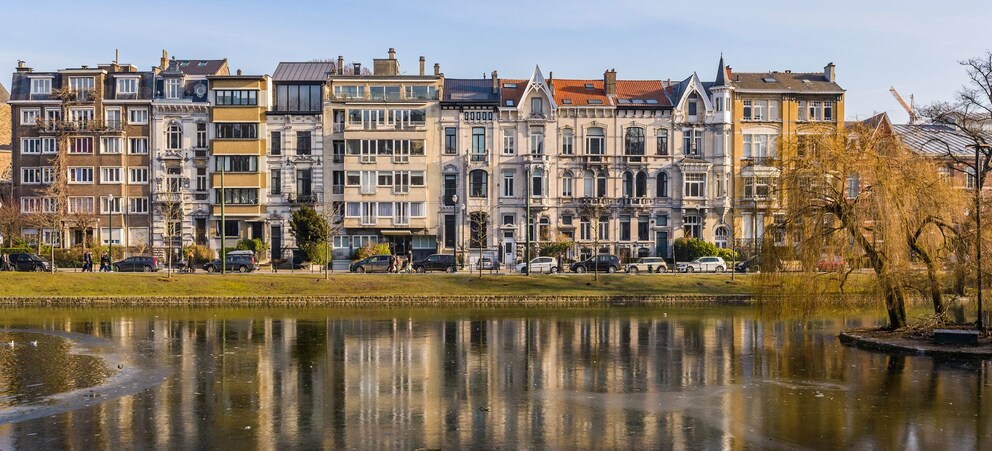 Autumnal Flagey district in Brussels