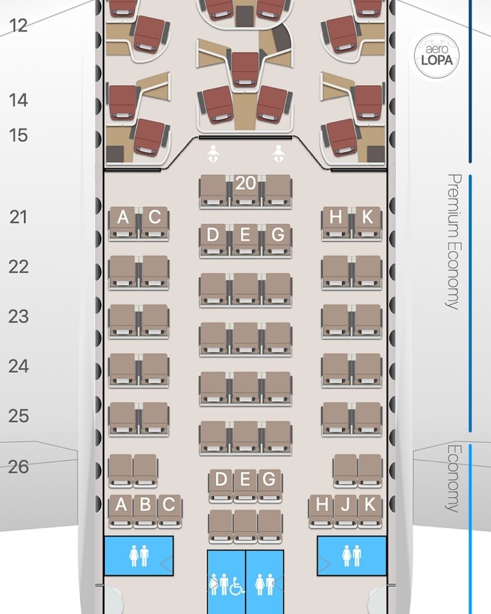 On this seating chart of the new Airbus A350-900 from Swiss, you can clearly see: Directly behind the Premium Economy are two isolated Economy rows