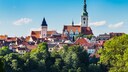 Die Altstadt von T&aacute;bor in S&uuml;dtschechien. Die Stadt wurde im 15. Jahrhundert als eine der wichtigsten Bastionen der hussitischen antikatholischen Bewegung gegr&uuml;ndet.