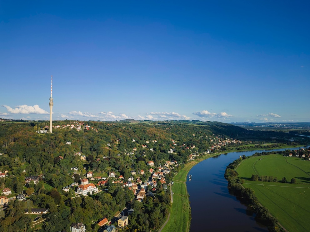 The Dresden TV tower stands about 10 kilometers from the city center