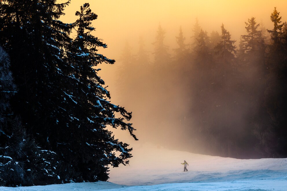 Snowboarder in the Borovets ski resort in Bulgaria