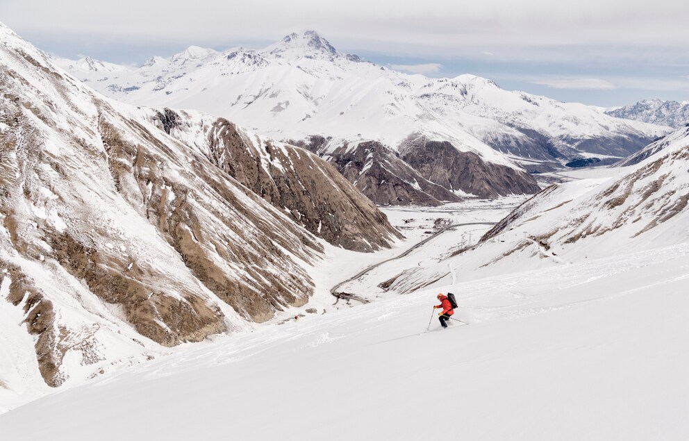 Skier in the Gudauri ski resort in Georgia