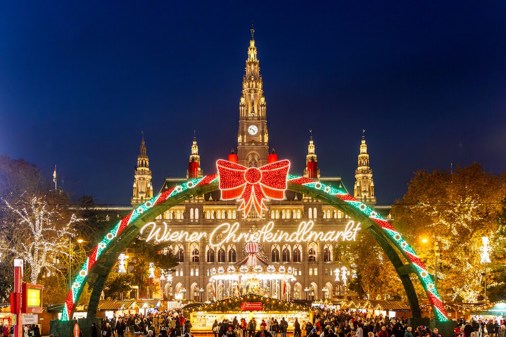 The Christkindlmarkt at Rathausplatz in Vienna