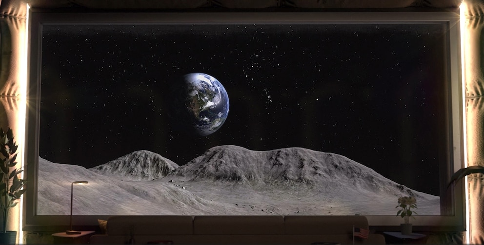Blick aus dem Mondhotel von Gru Space