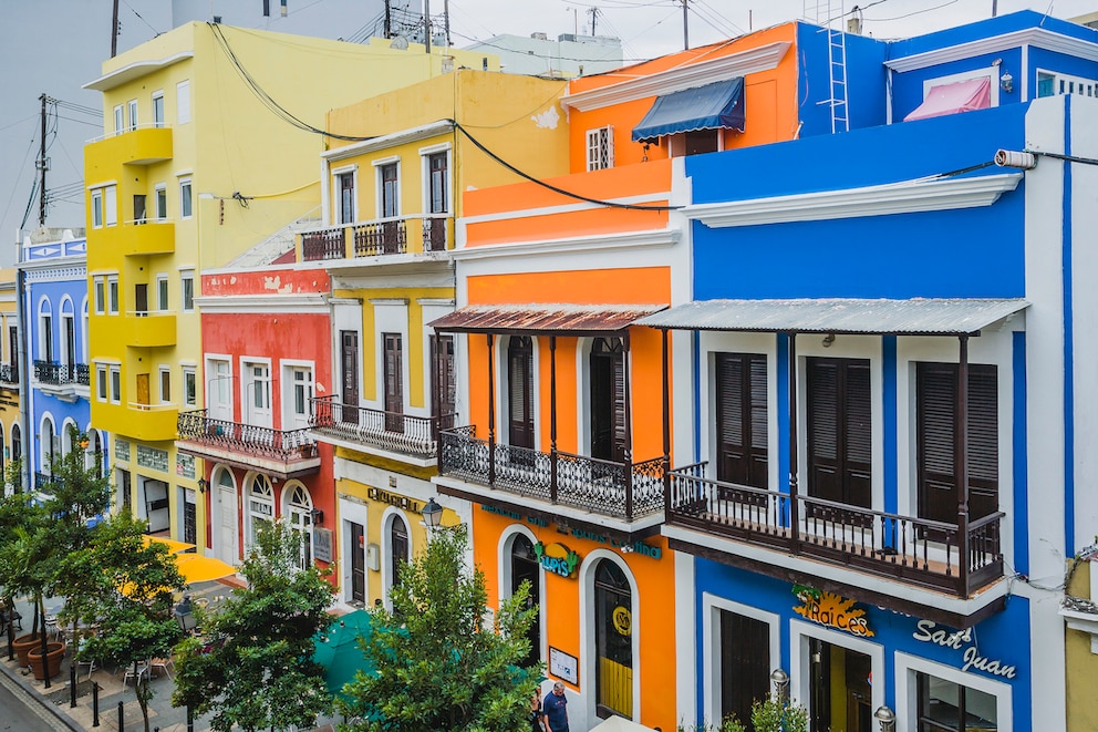Bunte Kolonialbauten in San Juan