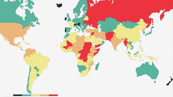 Weltkarte zum Global Peace Index 2026