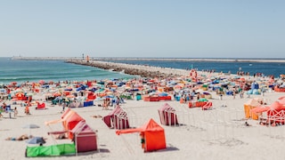 Strand Streit Portugal Sonnenschirme Karten