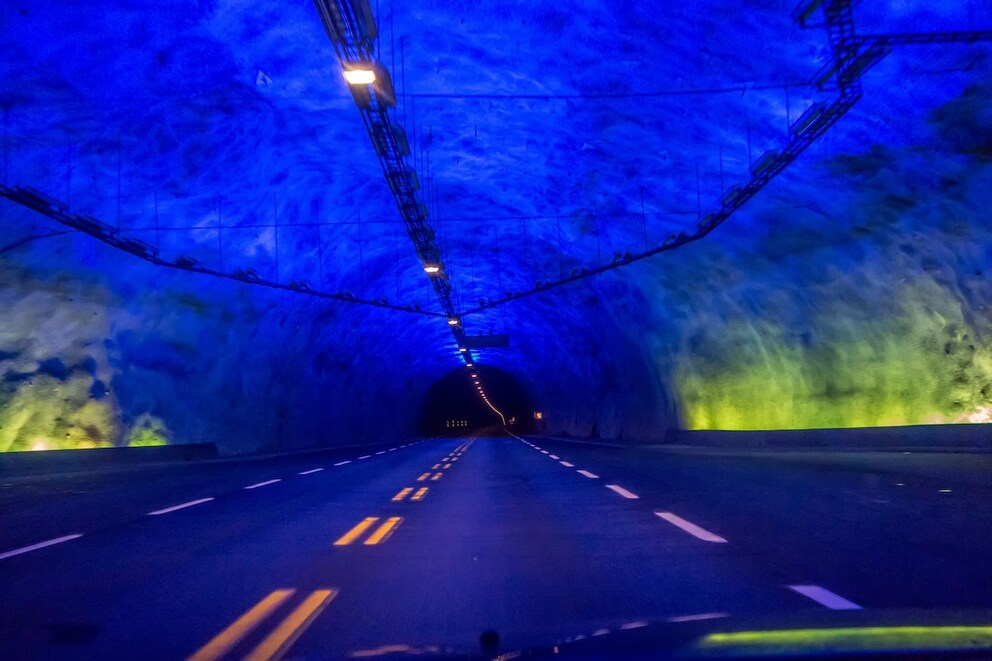 Light show in the Laerdal Tunnel in Norway